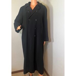 Rain Shredder Black Long Coat Petite 14P Hooded Minimalist Classic Dark Academia
